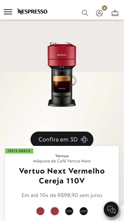 Cafeteira Nespresso NOVA -Vertuo Next Vermelho Cereja 110V