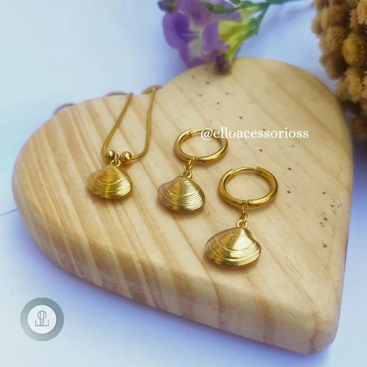 Conjunto Conchas Banhado a Ouro 18k  - Foto 3