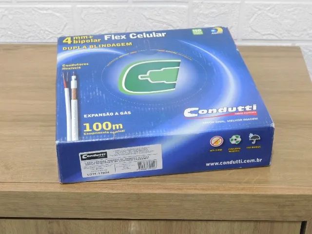 Cabo Coaxial Condutti 4mm Bipolar 80% Dupla Blindagem 100mts