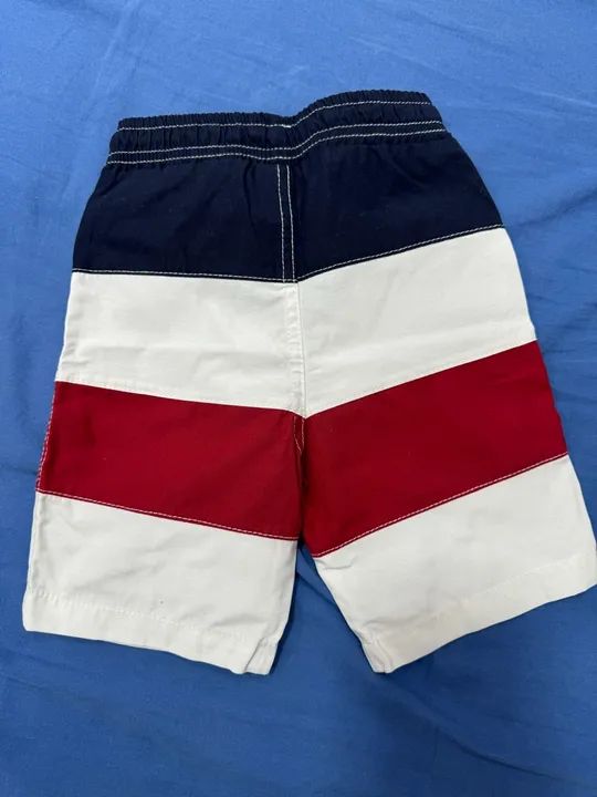 Shorts infantil listrado Gira Baby- Vermelho, branco e azul - Foto 2