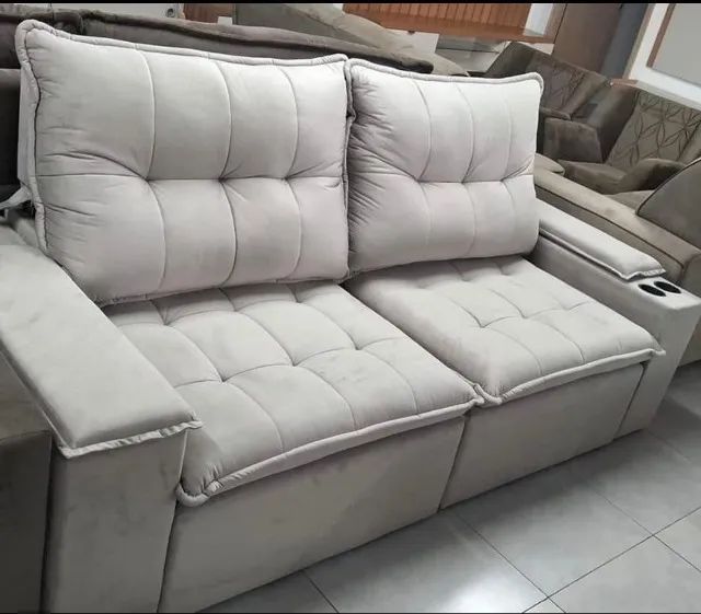 sofá retrátil reclinável + porta copo