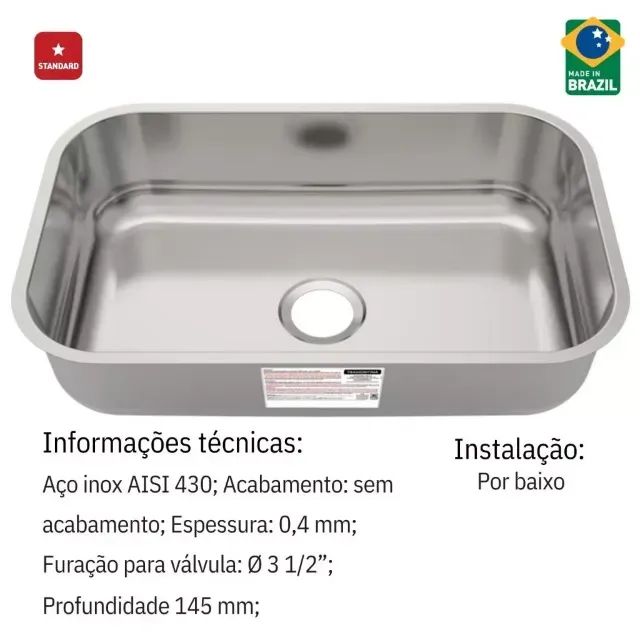 Cuba em Aço Inox Acetinado 56X34cm Tramontina  - Foto 2