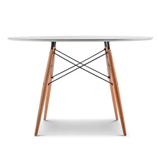 MESA ELEGANCE ESTILO EIFFEL BASE MADEIRA TAMPO 120CM COR BRANCA - Foto 2