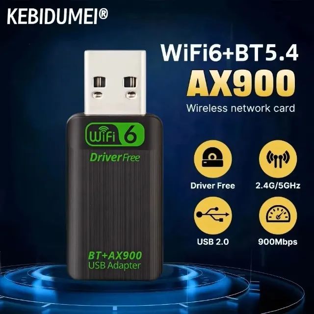 Adaptador 2 Em 1 Usb Wi-fi 6+Bluetooth 5.4 D. Band Win 10 E 11 - Foto 3