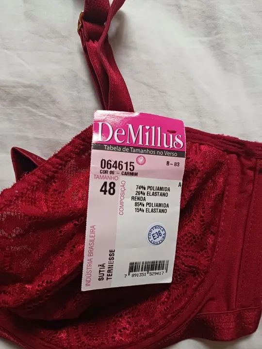 Sutiã rendado vermelho DeMillus - Foto 2