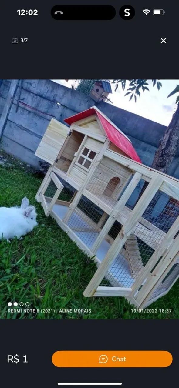 Gaiola para coelho em madeira - Foto 3