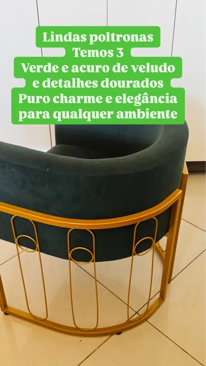 Poltrona de veludo verde