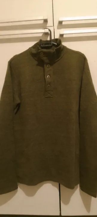 Blusa de moletom aflanelado verde exército tamanho P