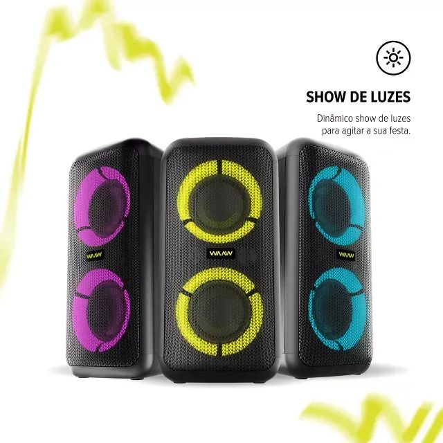 Caixa de Som Bluetooth WAAW By Alok Infinite 200 160W RMS com Show de LEDs - Foto 2