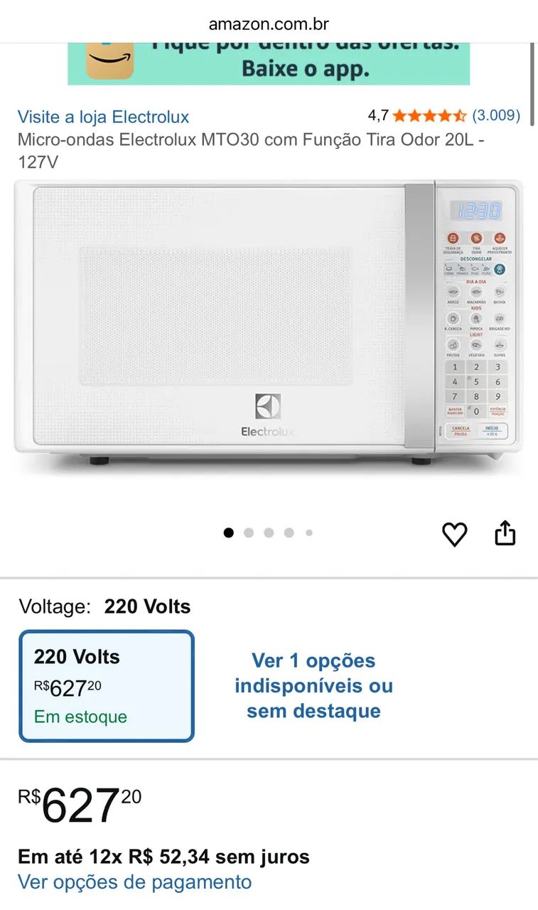 Micro-ondas Electrolux MTO30 com Função Tira Odor 20L - Foto 2