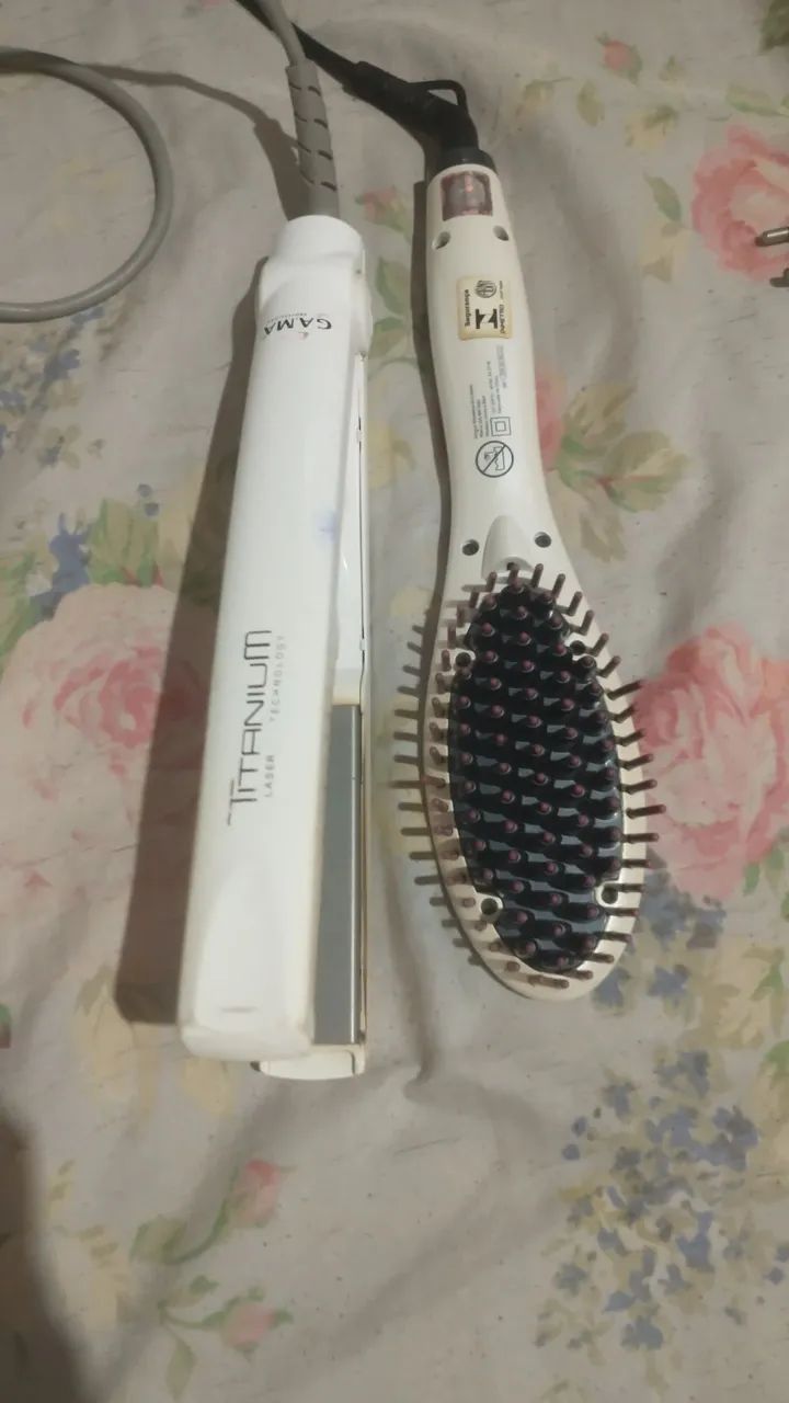 Prancha e escova modeladora de cabelo Gama