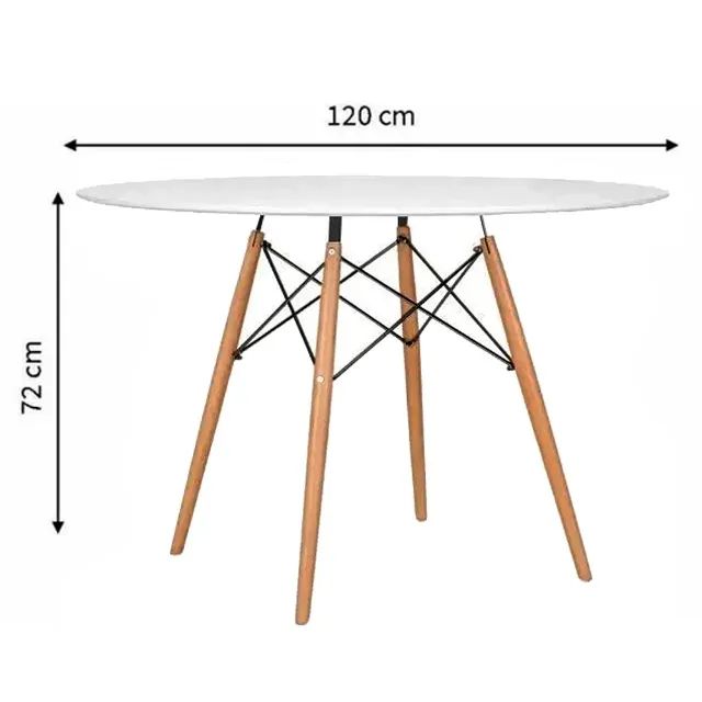 MESA ELEGANCE ESTILO EIFFEL BASE MADEIRA TAMPO 120CM COR BRANCA - Foto 5