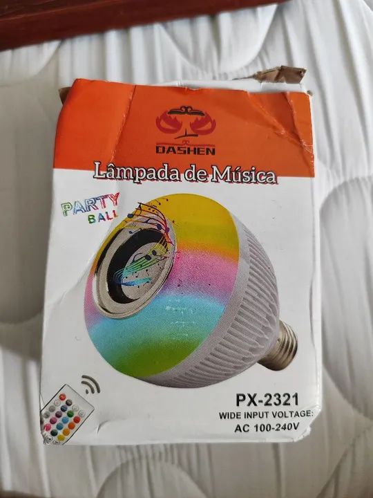 Lâmpada de Música LED RGB com Bluetooth e Controle Remoto