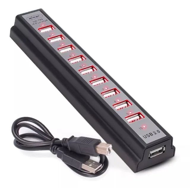 HUB Usb 2.0 Knup Hb-t69 com 10 Portas 480 Switch - Foto 5