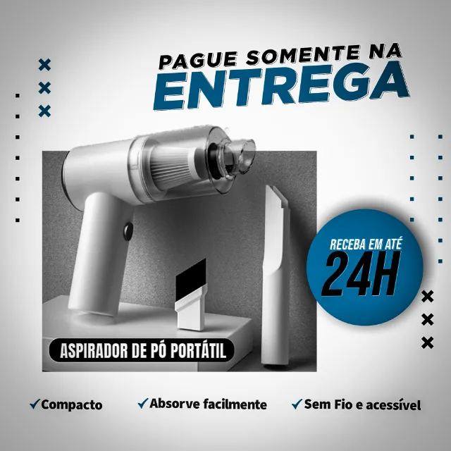 PAGUE SÓ NA ENTREGA - ASPIRADOR DE PÓ PORTÁTIL - RECEBA EM 24H
