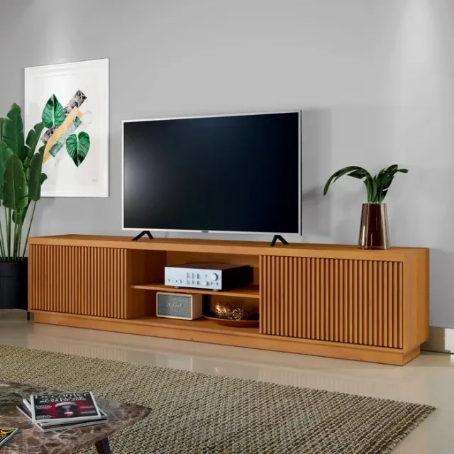Rack para TV até 75 Polegadas 100% MDF Ripado 1,80 cm Pronta Entrega