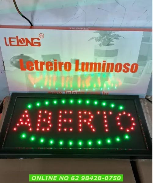Placa Painel De Led Letreiro Luminoso Aberto comercial  - Foto 2