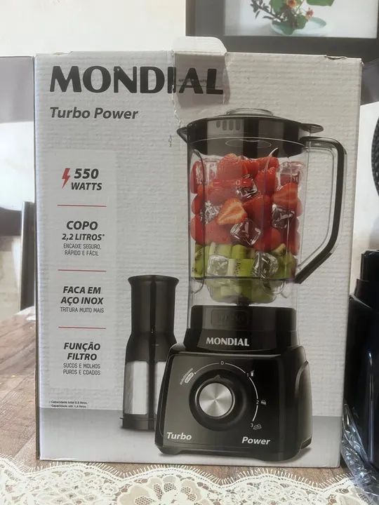 Liquidificador Mondial Turbo Power 550W 2,2L - Novo - Foto 3