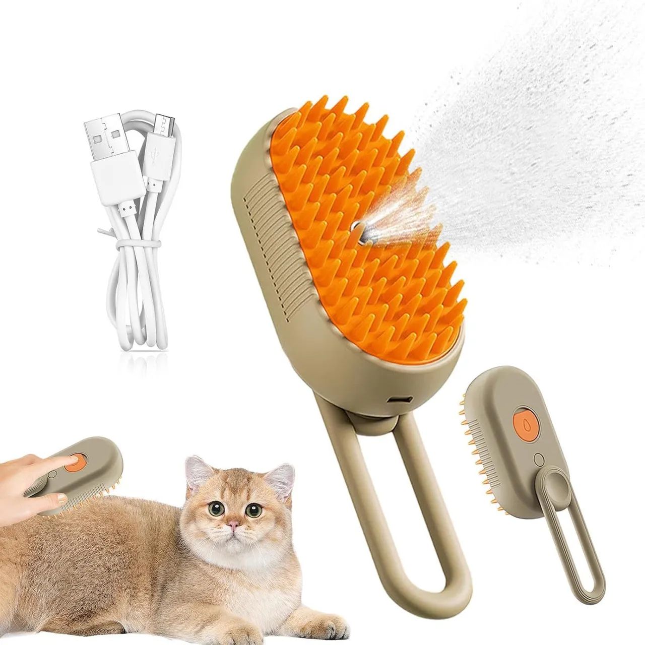 Escovas para Gatos com Spray de Água para Limpeza e Desembaraçar Pelos recarregável 