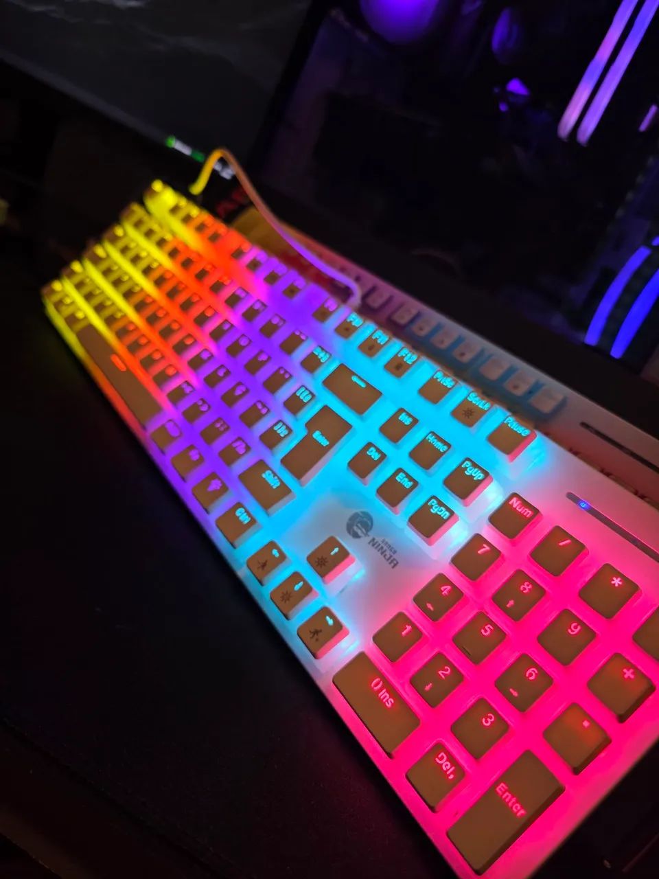 Teclado Mecânico Gamer Ninja Leap Pudim White - Switch Blue