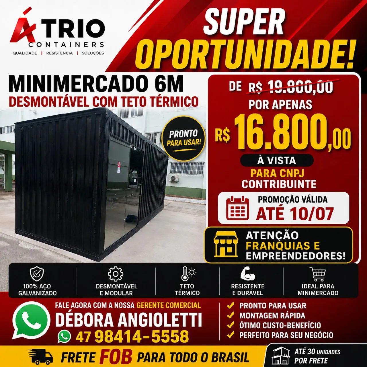 Container preto.com abertura de vidro 2.00x2.00 - Foto 3