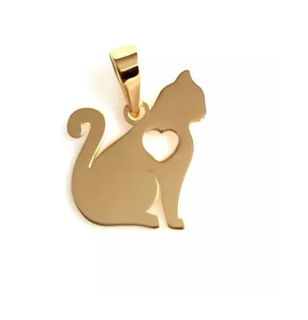 Pingente Pet Gato Grande Ouro 18 Kilates 3.10 Gramas 30 mm - Foto 2
