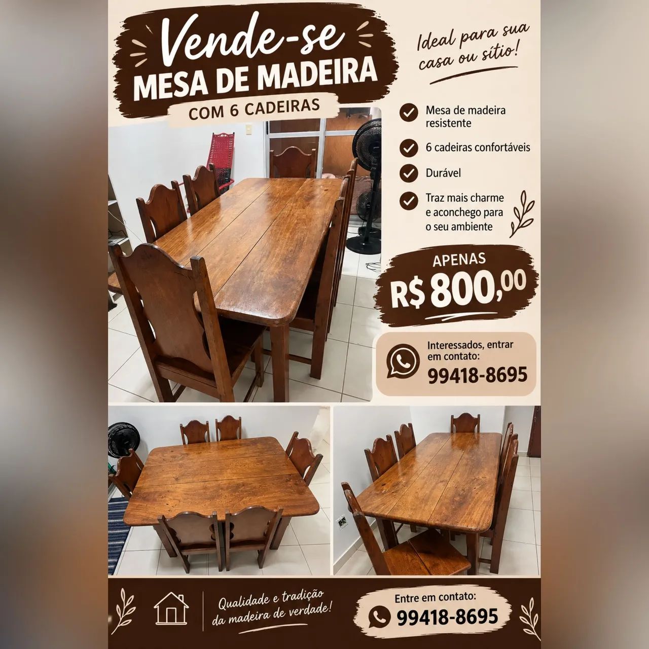 Mesa de madeira  - Foto 4