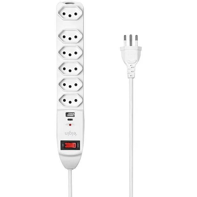 Filtro de Linha 6 Tomadas com USB Tipo A/C 10 Amperes - Elgin - Foto 2