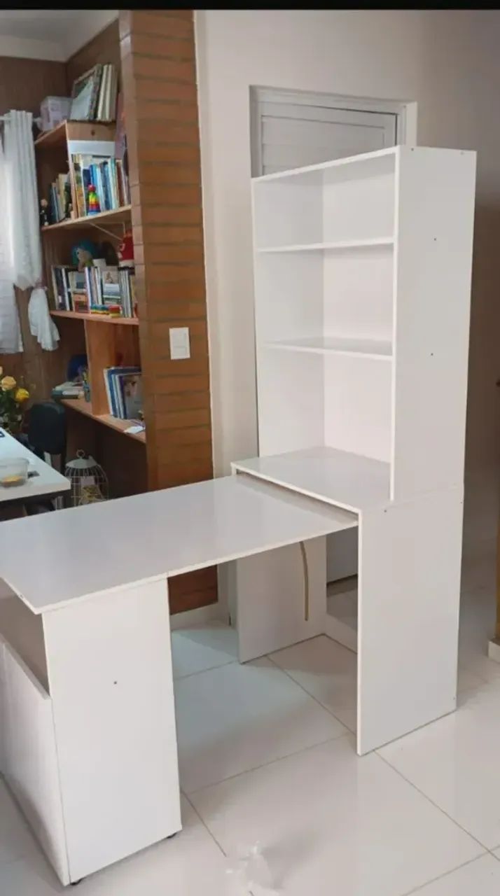 Mesa Dobrável Dueto Branca - Retrátil e Compacta (Nova) - Foto 5