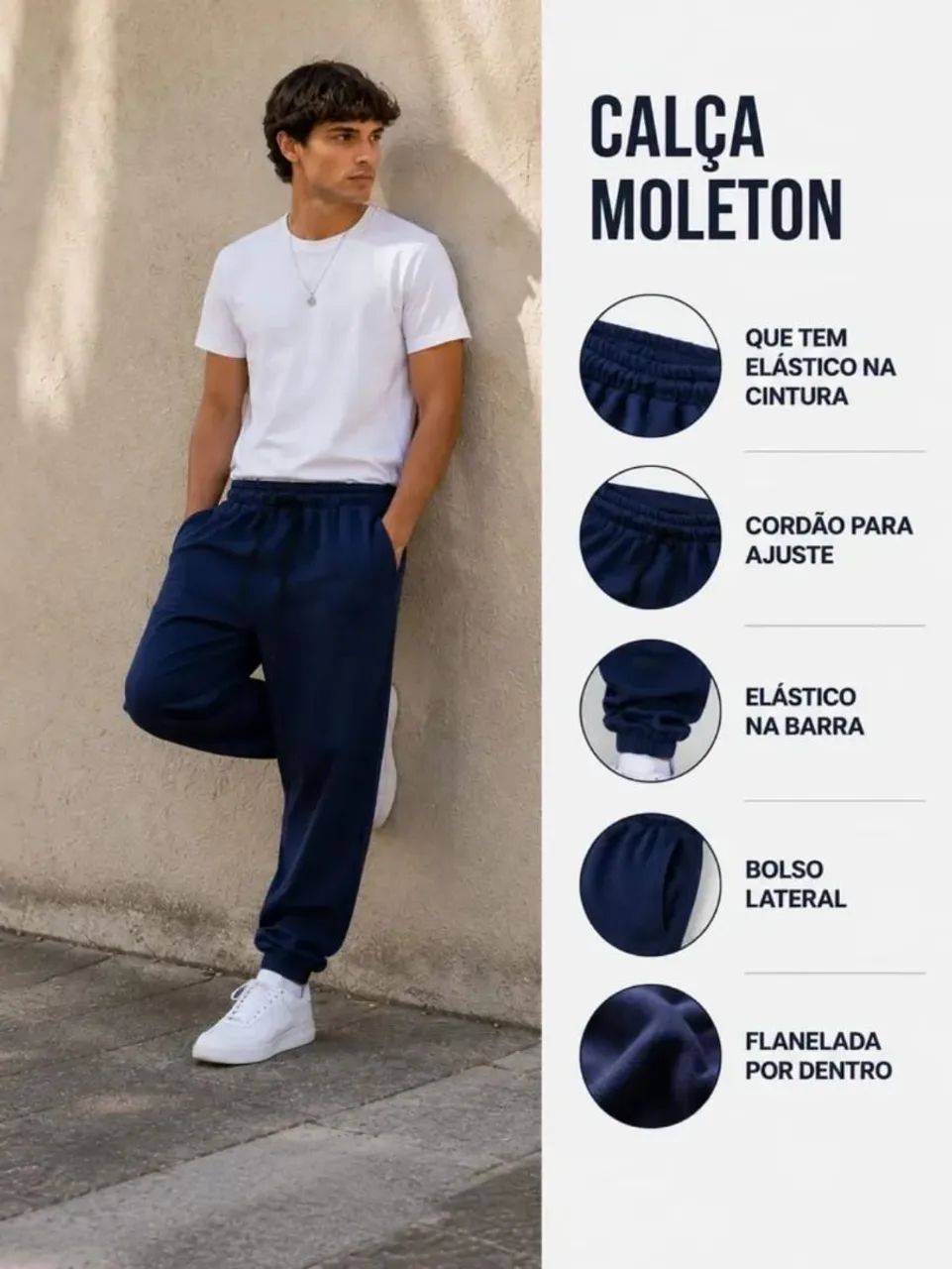 Calça Moletom Flanelada Com Bolso - Foto 2
