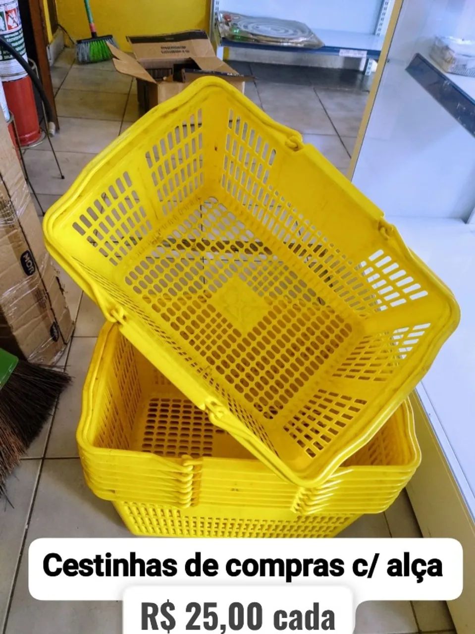 5 Cestinhas de Mercado com Alça Plásticas Reforçadas Lote - Foto 2