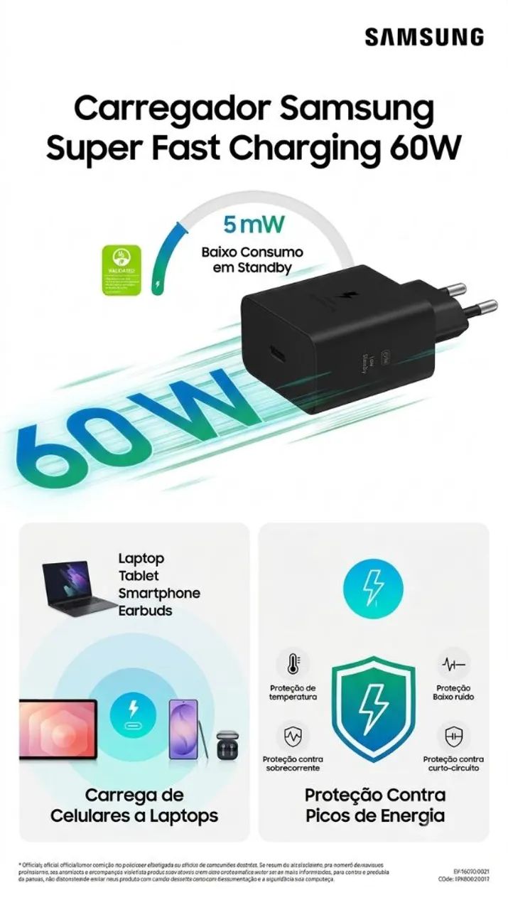 FONTE SAMSUNG 60W ORIGINAL  - Foto 2