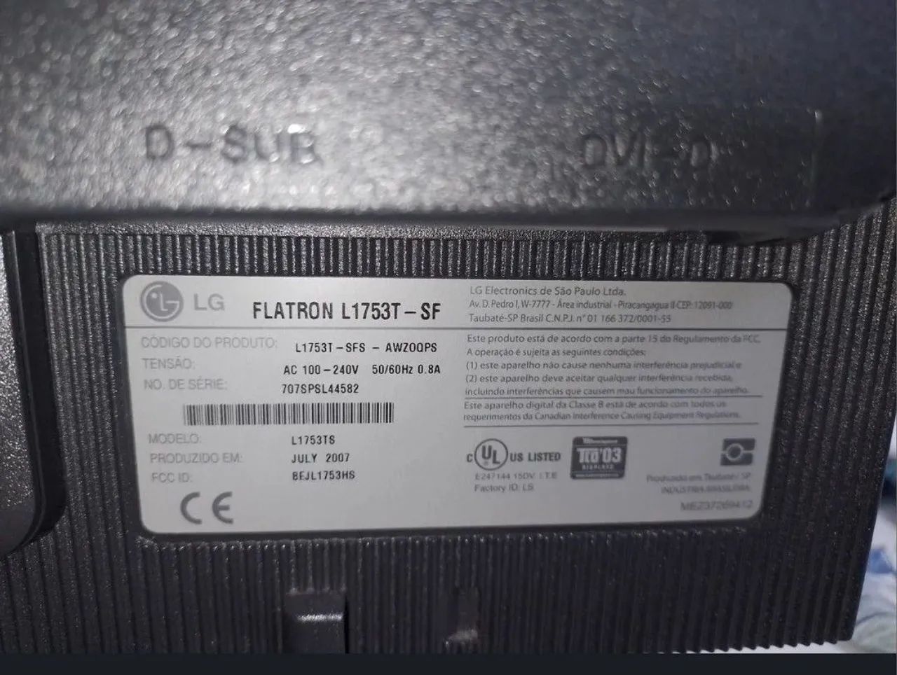 Monitor LG (com cabo) recondicionado- 17 polegadas Flatron L1753T-SF - Foto 2