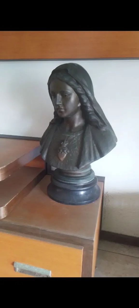 Antiguidade busto em bronze Sagrado Coração  - Foto 3