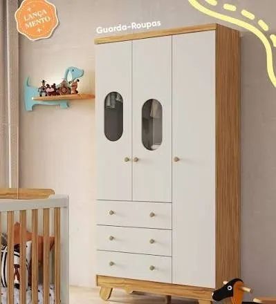 Jogo de Quarto Completo - Berço + Roupeiro + Cômoda - Foto 4