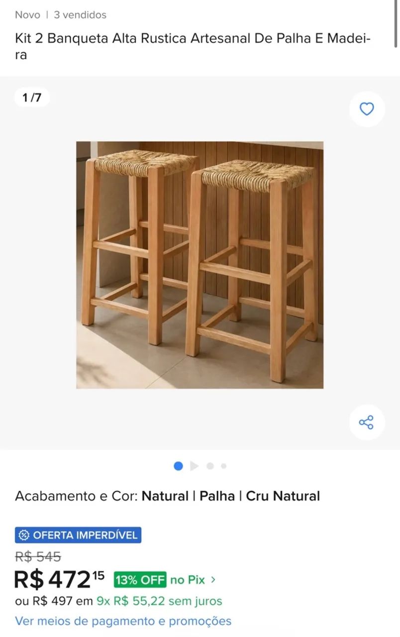 2 banquetas de palha - Foto 2