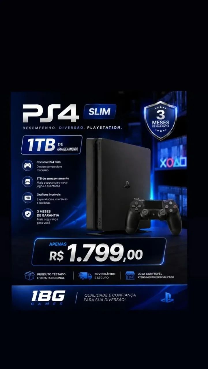 Ps4 slim 1tb de armazenamento 