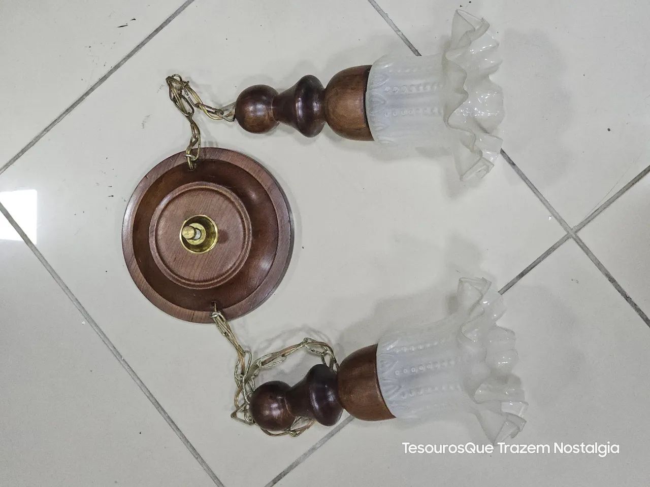 Antigo Lustre Pendente Para 2 Luzes  - Foto 2