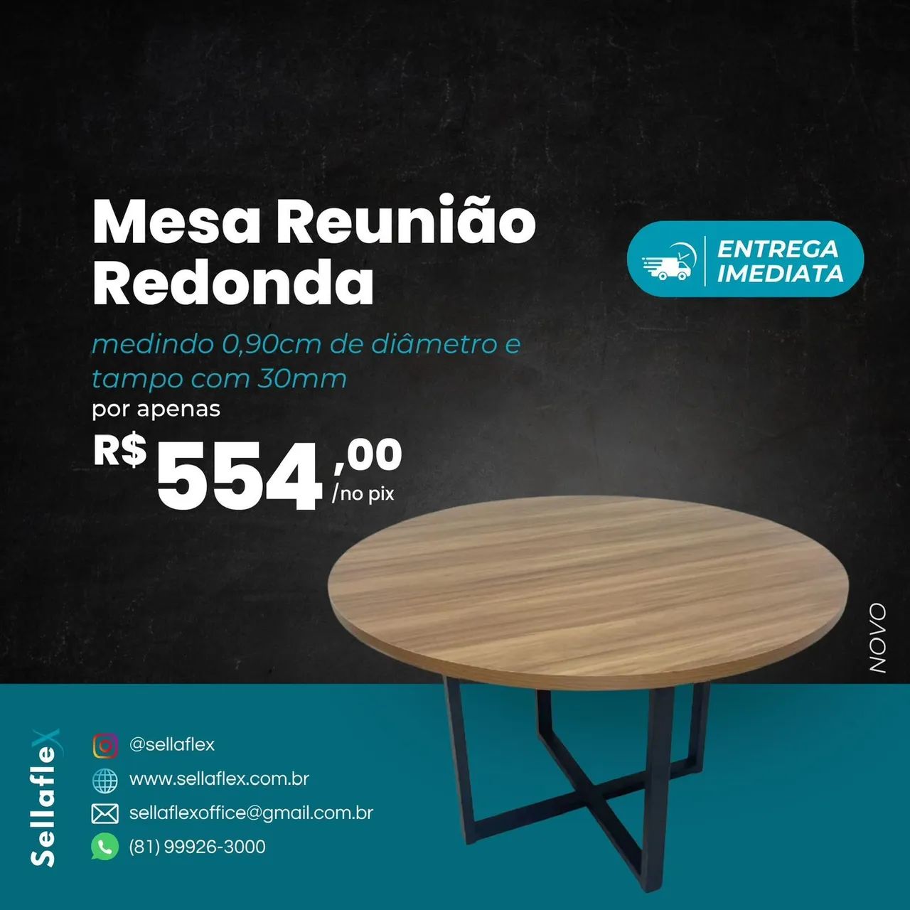 Mesa de reunião redonda 0,90