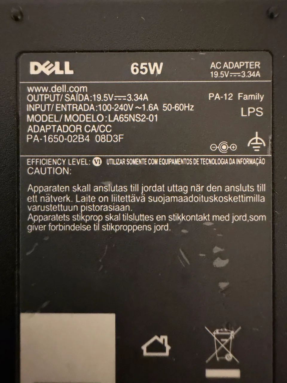 Fonte Notebook Dell 65W / 19,5V / 3,34A - Foto 2