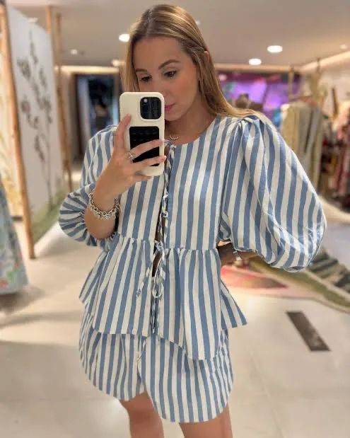 Blusa mangas listrada farm 