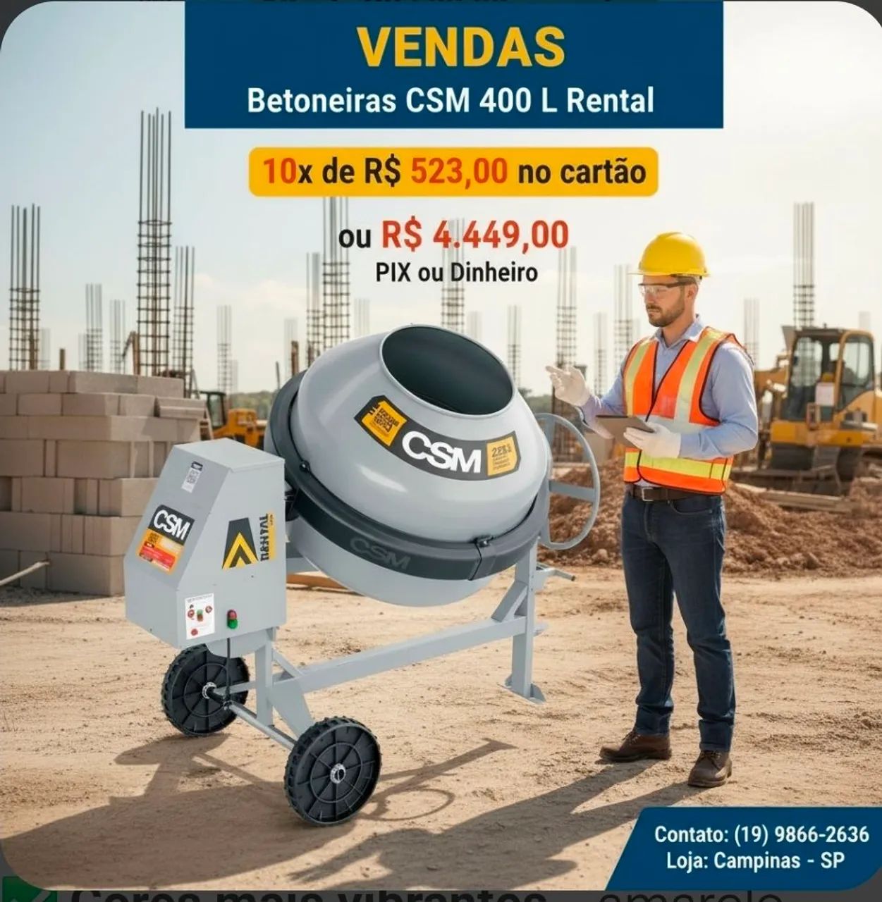 Betoneiras novas CSM 400l Rental 