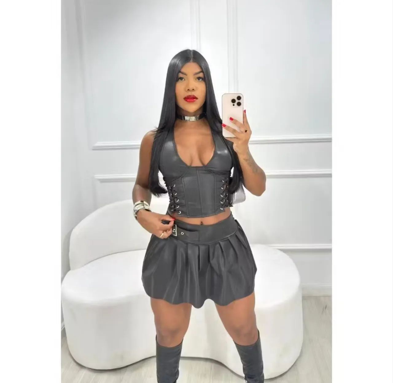 Short saia Cirrê preto 