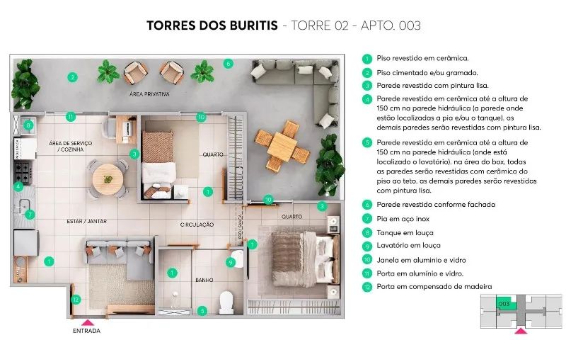 NC - Apartamento de 2 quartos com varanda LANÇAMENTO! - Foto 4