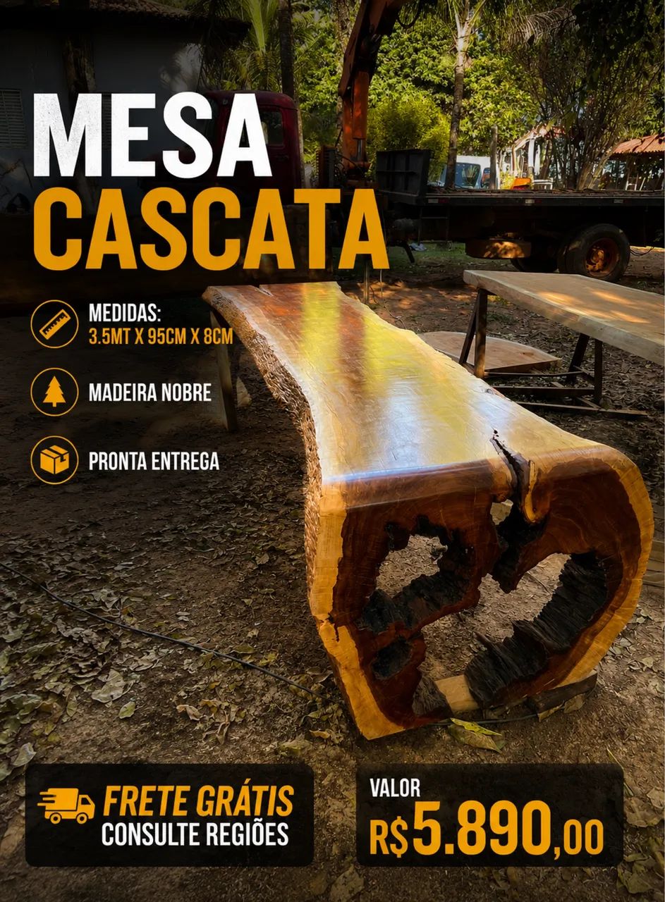 Mesa cascata rústica 