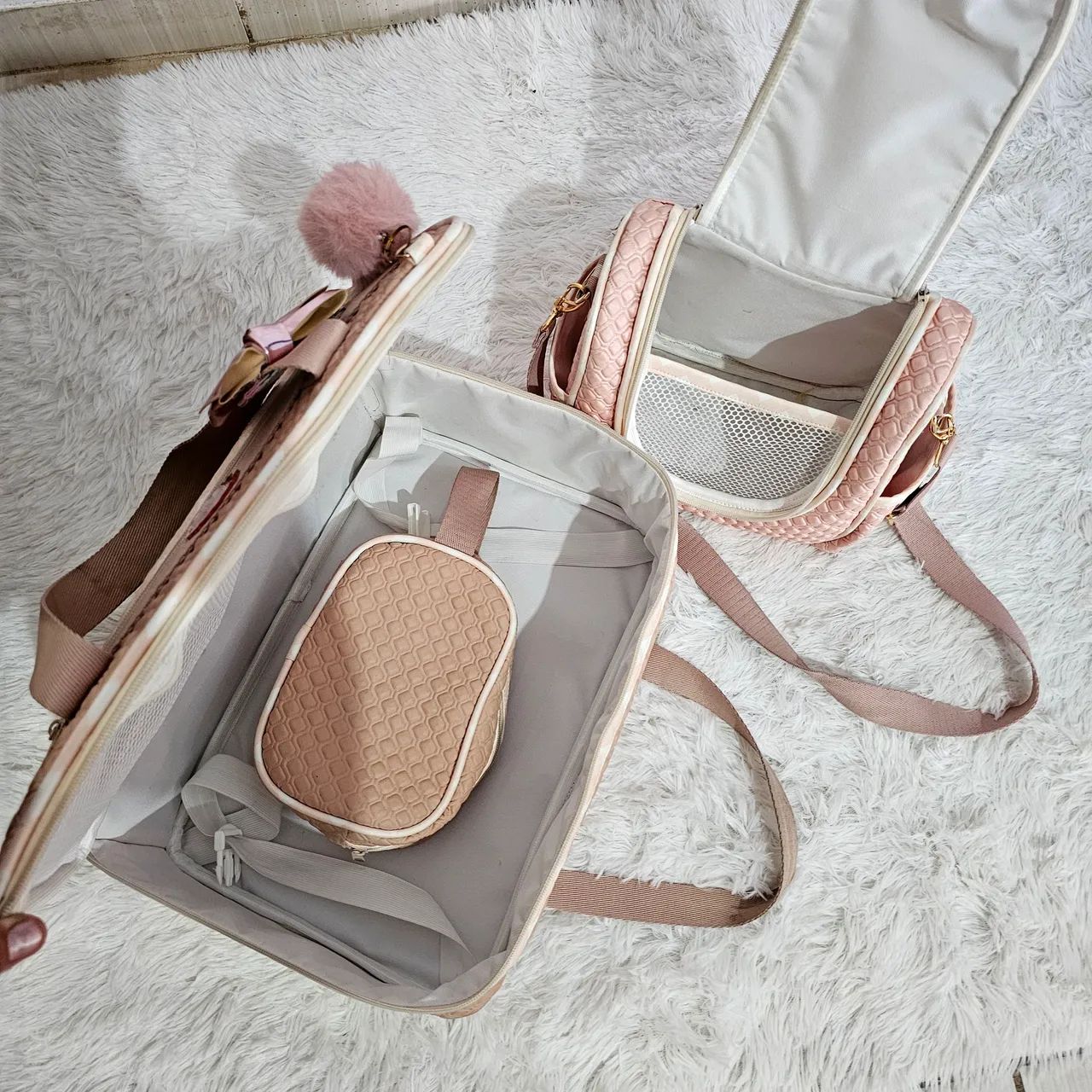 kit bolsa maternidade 3 peças rosa chá - Foto 2