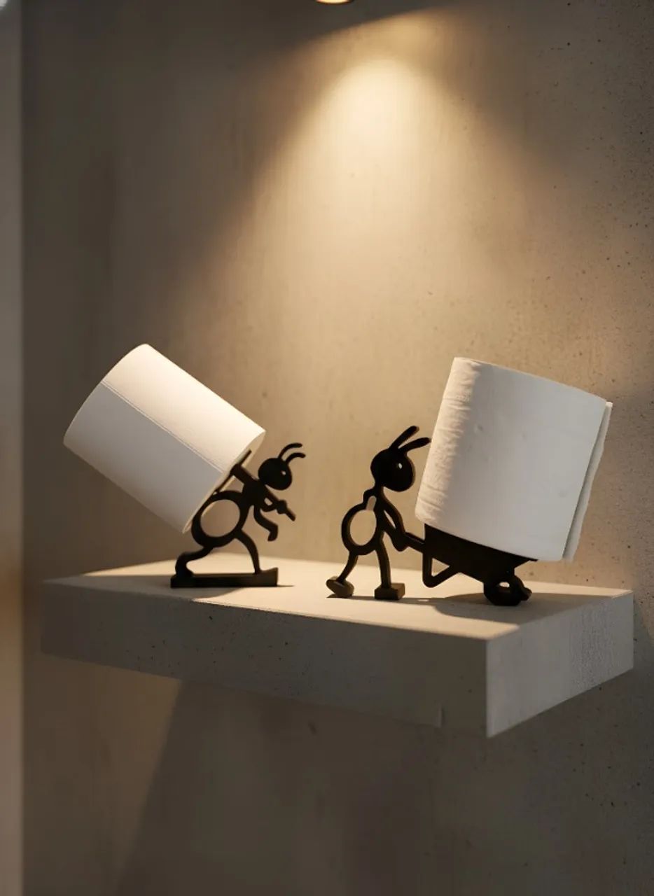 Kit Duas Formigas Suporte Papel Higiênico Ou Papel Toalha - Foto 5