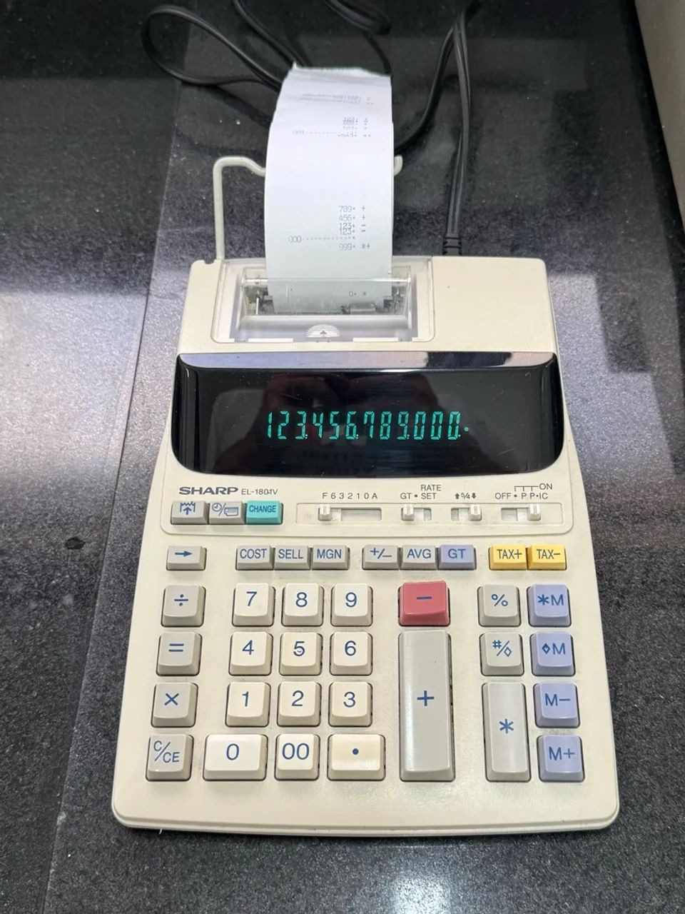 Calculadora de Mesa com Impressora de Bobina Sharp EL-1801V (12 Dígitos) - Funcionando