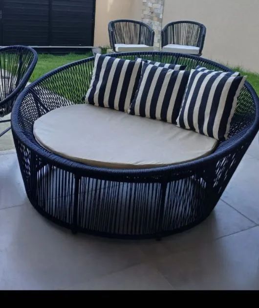 Sofá chaise em alumínio com fibra sintética e cordão naval  - Foto 3