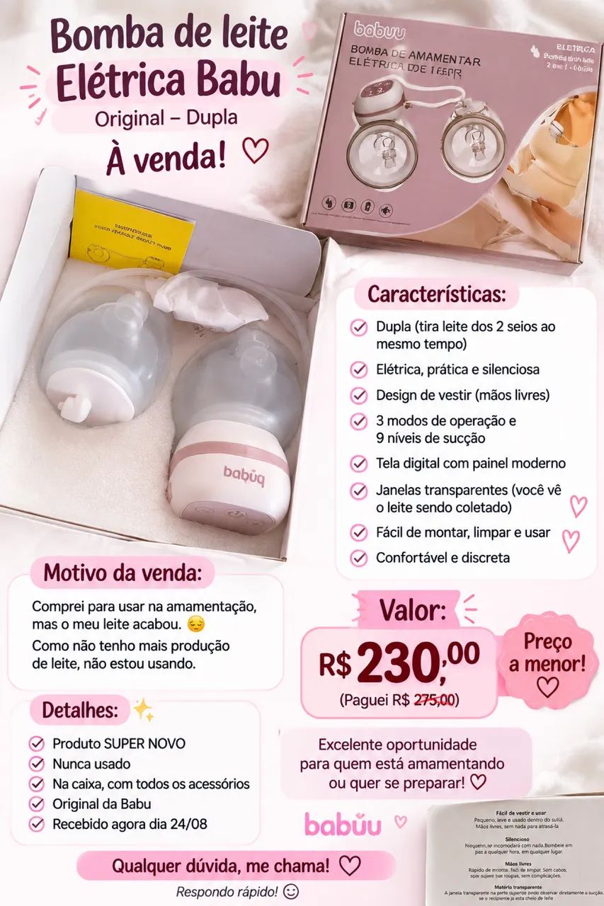 Bomba Elétrica Babuu Original - Nova, Nunca Usada  - Foto 4